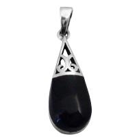 Intricately Pendant Onyx Black Inlay Sterling Silver Pendant Sterling Silver Teardrop Pendant