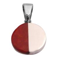 Cute Round Sterling Silver Pendant Half Shaded Coral And Sterling Silver Pendant
