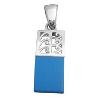 Dainty Sterling Silver Pendant With Attention Blue Turquoise Pendant