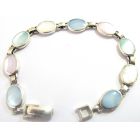 Inlaid Mother Pearl Blue Opal Pale Pink Sterling Silver 92.5 Bracelet
