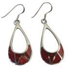 Coral Inlay Sterling Silver 925 Inlaid Sterling Silver Earrings