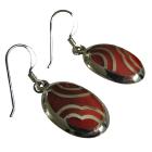 Funky Stylish Coral Red Stone Inlay Sterling Silver 92.5 Earrings