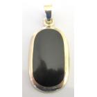 Sterling Silver Gift Oval Onyx Inlay Pendant