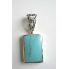 Ethnic Designed Sterling Silver Square Inlay w/ Turuquosie Green