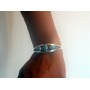 Bracelet Cuff in Sterling 92.5 Stamped w/ Turquoise Stone