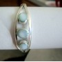 3 Stone Lite Green Turquoise Sterling Silver 92.5 Cuff Bracelet