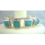 Green Turquoise Square Bangle Sterling Silver 92.5 Cuff Bracelet