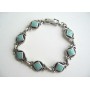 Sterling Silver Oxidized w/ Green Turquoise Cut In Diamond Bracelet