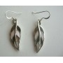  Sterling Silver Mother of Pearls Inlaid Leaf Shaped Earrings