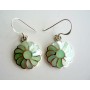 Inlay 925 Sterling Silver w/ Green Mother Of Pearl Flower Earrings