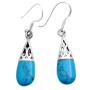 Classy Turquoise Sterling Silver Inlay Beautiful & Elegant Earrings