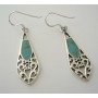 Green Turquoise Classy Inlay Sterling Silver Earrings