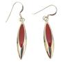 Inlaid Coral Sterling Silver Earrings Stylish & Beautiful Coral Inlay