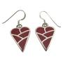 Coral Heart Inlaid Sterling Silver Inlaid Heart Red Coral Earrings