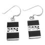 Gift For Wife Sterling Silver Onyx Inlay Modern Gift Earrings