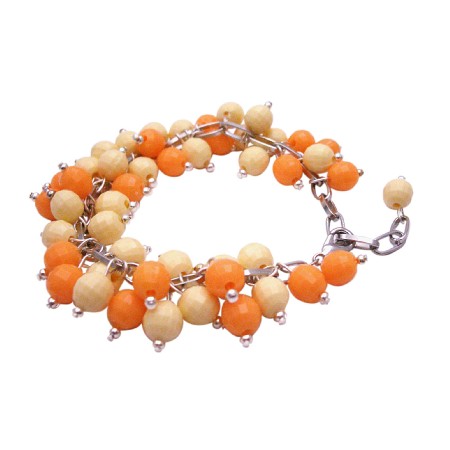 Jewelry Gift Canary Tangerine Cluster Bracelet Handmade Creation