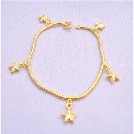 Star Dangling Bracelet Gold plated Bracelet w/ Star Dangling Bracelet
