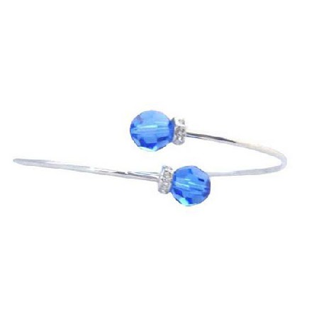 Sapphire Crystals Wire Bracelet w/ Rondells