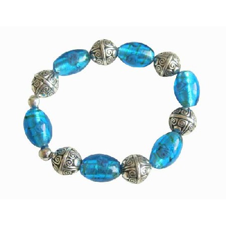 Millefiori Beads Stretchable Painted Bead Traditional Jewelry Bracelet