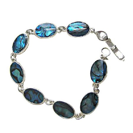 Oval Blue Abalaone Shell Bracelet