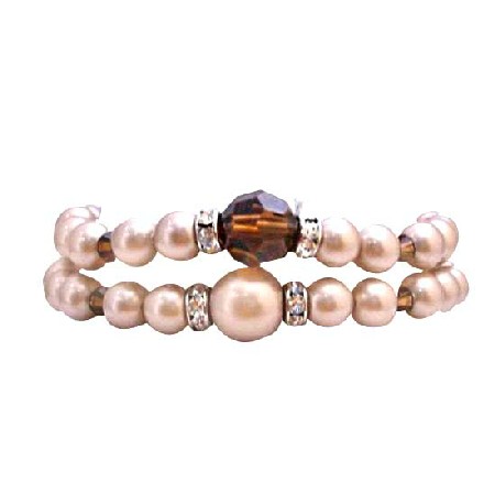 Bridal Jewelry Prom Jewelry Double Stranded Champagne Pearls Bracelet