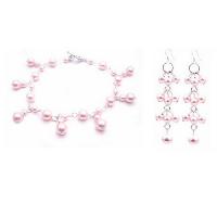 Rosaline Pearls Jewelry Pink Pearls Bracelet & Earrings Set