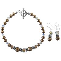 Handcrafted Customize Wedding Jewelry Champagne Pearls Clear Crystals :  pearls handcrafted pearls setearringearringsaccessoryaccessoriestoggle champagne