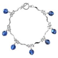 Elegant Formal Bracelet in silver w/ Sapphire Crystals hanging