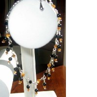 Vintage Style Topaz and Jet Swarovski Crystals Bracelet