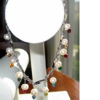 Gorgeous Fresh water Pearls and  Multicolored Swarovski Crystals