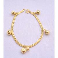 Gold Plated Bracelet w/ Balls Dangling Thick Designed Gold Plated Bracelet 6 1/2 inches Long Bracelet