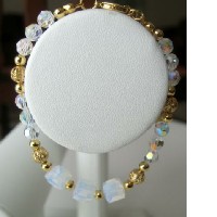 Gorgeous!!Genuine Swarovski AB Crystals w/ GOld Plated Beads Bracelet