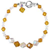 Handcrafted Custom Bracelet Genuine Swarovski Smoked Topaz & AB Crystals Bracelet 