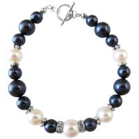 Fine Bracelet Genuine Swarovski Pearls & Silver Rondells w/ Toggle Clasp 7 inches Bracelet