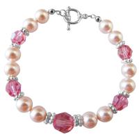 Handcrafted Custom Bracelet Genuine Swarovski Pearls & Crystals Pink Jewelry 