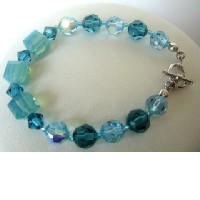 Aquamarine & Indicolite Crystals Bracelet Swarovski Crystals Bracelets Handcrafted