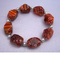 Red Millefiori Bracelet Stretch Bracelet 