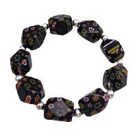 Black Millefiori Bracelet Stretch Bracelet 