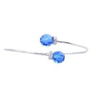Sapphire Swarovski Crystals Wire Bracelet w/ Rondells 