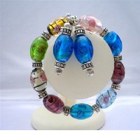 Multi Murano Glass Stretchable Bracelet With Sterling Silver Earrings  Jewelry 