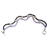 Swarovski  Voilet And Purple Crystals 2 Strands Bracelet w/ Cubic Zircon Embeded Rodium Spacer 7 Inches Brancelet