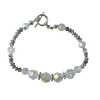 AB Swarovski Crystals Bracelet w/ Volcano & Bali Silver Beads Toggle Clasp Bracelet Genuine Swarovski Crystals Bracelets