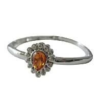 Topaz Teardrop Crystals Cubic Zircon Rhodium Bangle Bracelet w/ Latch Clasp Bracelet
