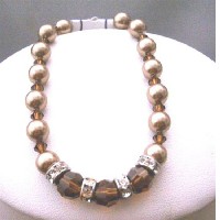 Bronze Pearls Bracelets Swarovski Smoked Topaz Crystals Bridemaides Bracelets