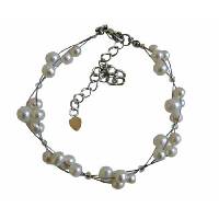 Freshwater Pearls Off White Pearls 3 Stranded Wire Bracelet