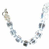 Clear Crystals Cube Bracelet 8mm Cube w/ Bicone 4mm Clear Swarovski Crystals Bracelet