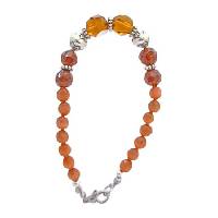 Topaz Glass Beads Faceted Round Beads Bracelet w/ Daisy Spacer Bracelet 