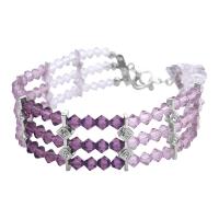 White Opal Swarovski Crystals Bracelet w/ Light & Dark Amethyst Crystals Bracelet