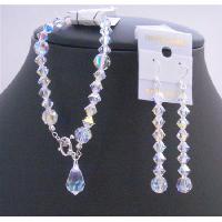 Bridal Bridemaids AB Crystals Teardrop Bracelet Genuine Swarovski AB Crystals Bracelet And Earrings