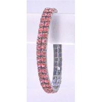 Rose Sparkling Cubic Zircon Accented Round Stretchable Bracelet Comfortable WEar Double Strings